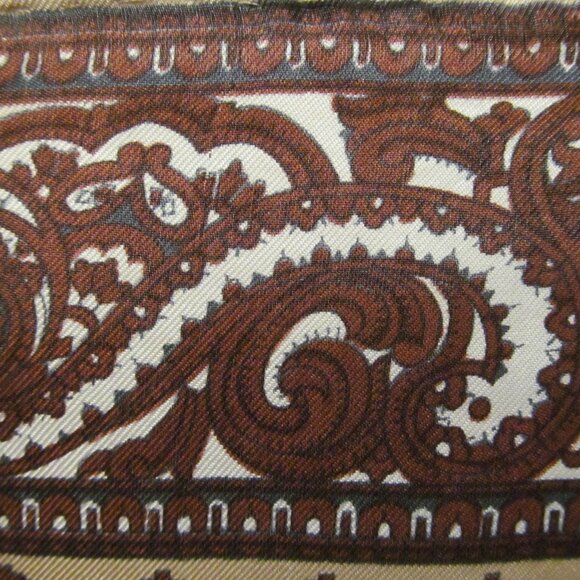 Vintage Scarf Unbranded Scroll Floral Browns & Champagne Gold Unused So Pretty - Picture 6 of 8